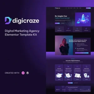 Digicraze - Premium Dark-Mode Elementor Kit for Digital Agencies
