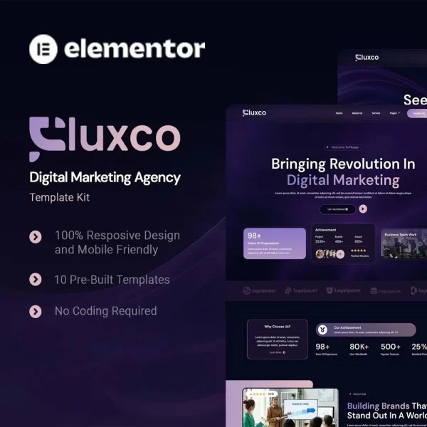 Fluxco - Premium Elementor Kit for Modern Marketing Agencies