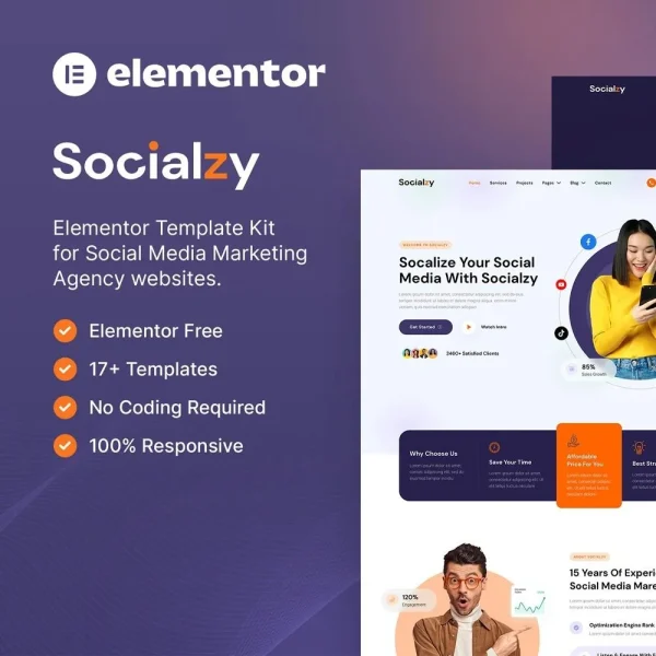 Socialzy - Ultimate Elementor Kit for Social Media Agencies